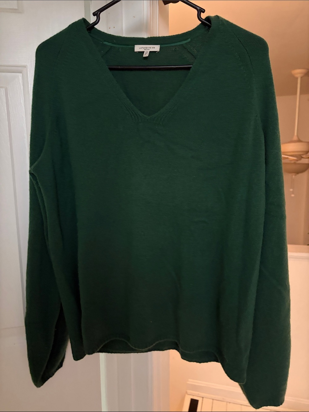 Lafayette 148 New York Deep Green V-Neck Sweater